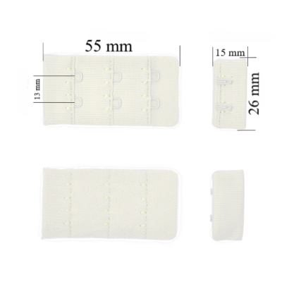 Zapięcie z haczykami 3x2 do biustonosza 26 mm Ciemna biel 500 szt.