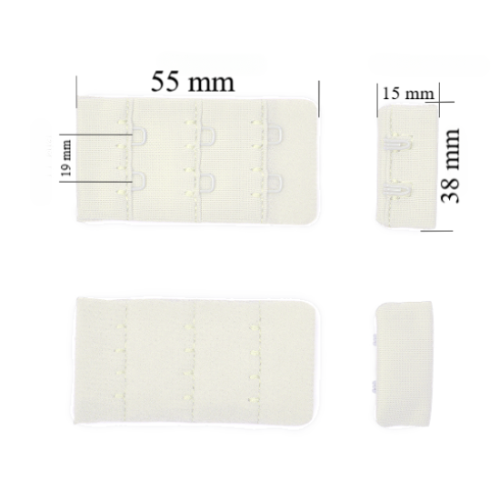 Fermeture à crochet et œillet pour soutien-gorge 3x2 38 mm Whisper blanc 500 pcs