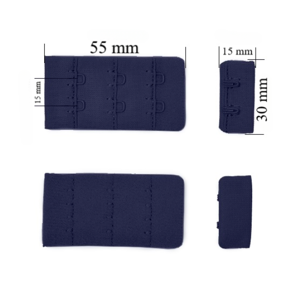 Bra hook & eye back closure 3x2 30 mm Dark blue 500 pcs