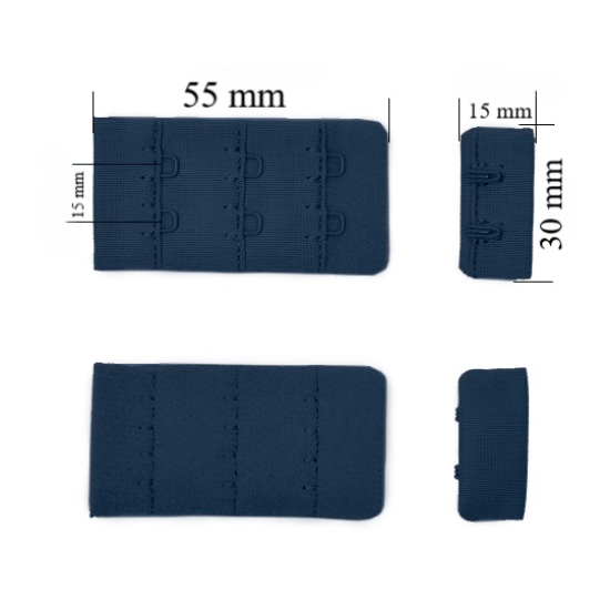Zapięcie z haczykami 3x2 do biustonosza 30 mm Cień nocny 500 szt.