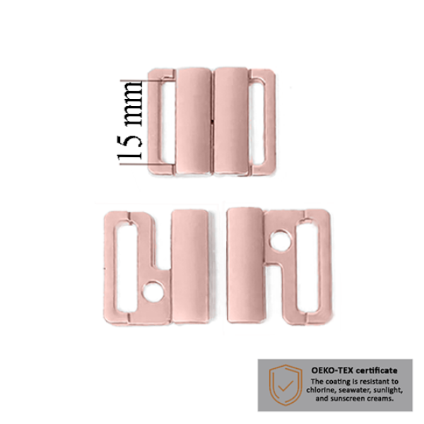Cierres de bikini 15 mm en color Oro rosa 1000 ud - Certificados por resistencia a la sal