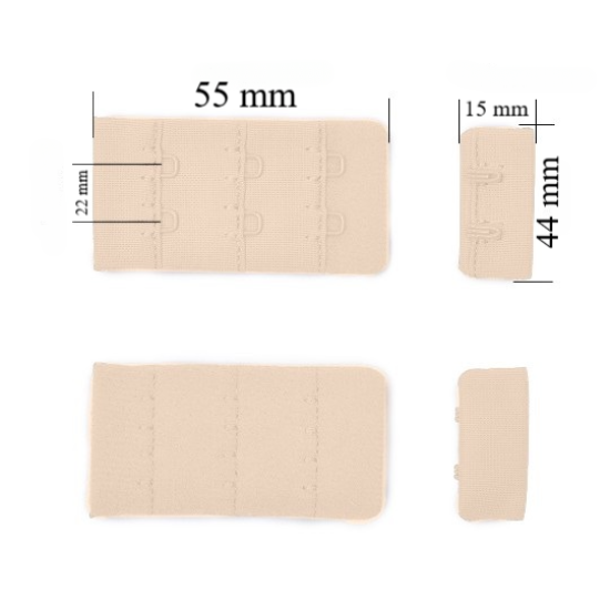 Zapięcie z haczykami 3x2 do biustonosza 44 mm Jasmin 500 szt.