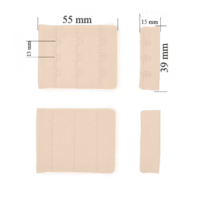 Cierre para sujetador 3x3 39 mm Jazmín 500 ud