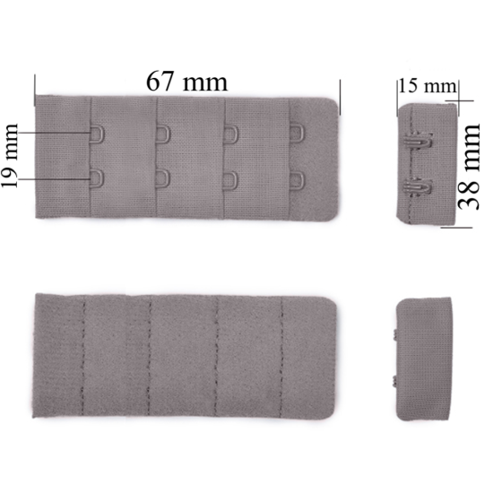 Bra hook & eye back closure 4x2 38 mm Seagul 500 pcs