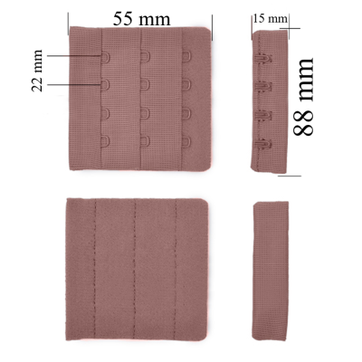Aizdare ar āķīšiem 3x4 krūšturis 88 mm Kafijas roze 500 gab
