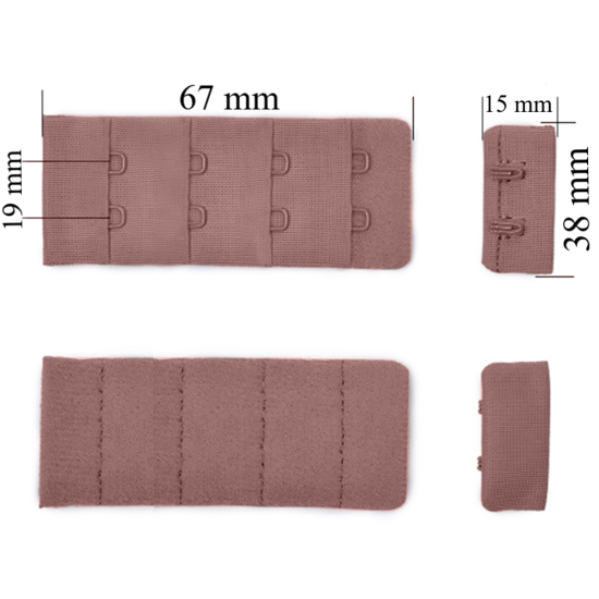 Fermeture à crochet et œillet pour soutien-gorge 4x2 38 mm Café rose 500 pcs