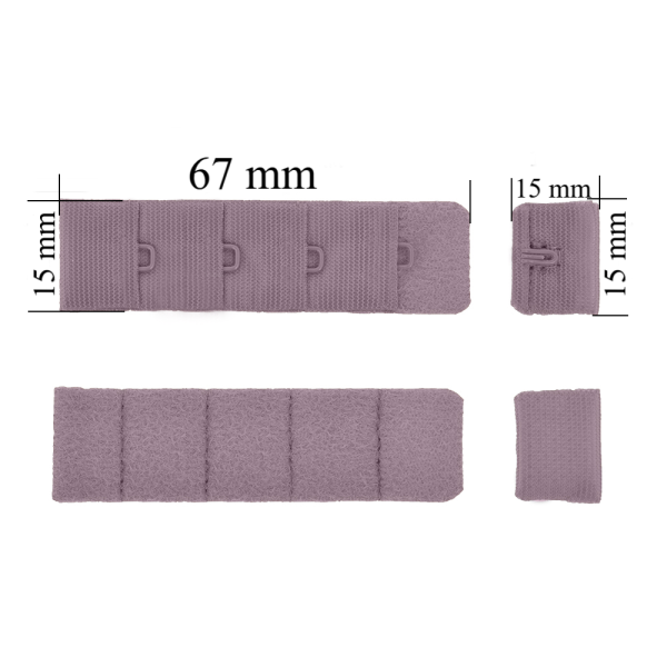 Zapięcie na haczyki 4x1 do biustonosza 15 mm Morska mgła 500 szt.