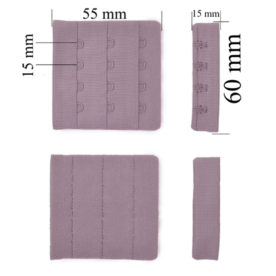 Chiusura posteriore con gancio e occhiello per reggiseno 3x4 60 mm Sea fog 500 pz.