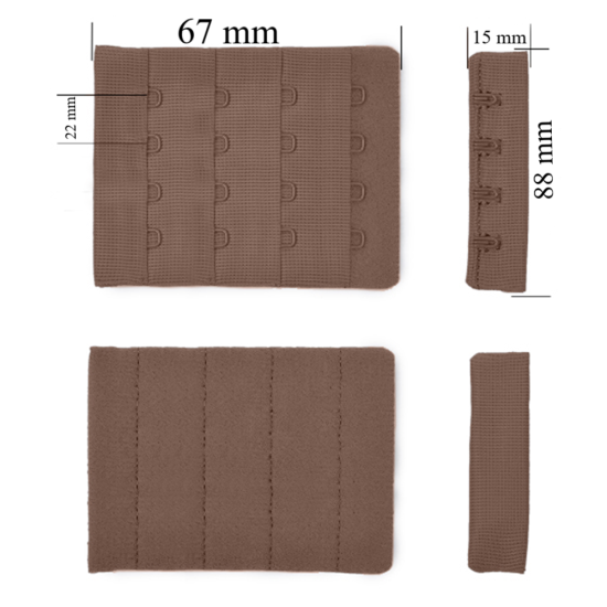 Fermeture à crochet et œillet pour soutien-gorge 4x4 88 mm Peppercorn 500 pcs