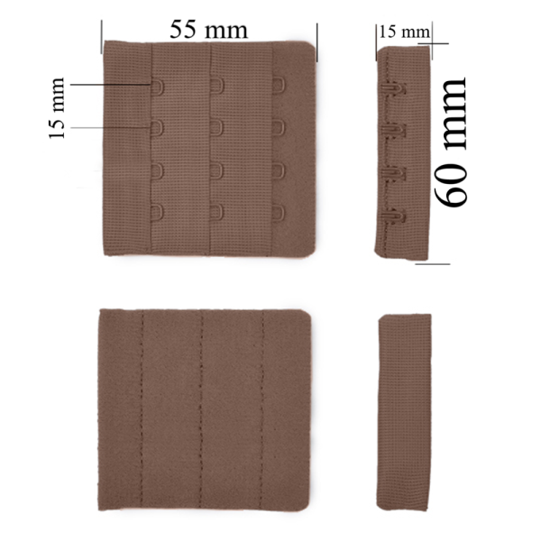 Chiusura posteriore con gancio e occhiello per reggiseno 3x4 60 mm Peppercorn 500 pz.
