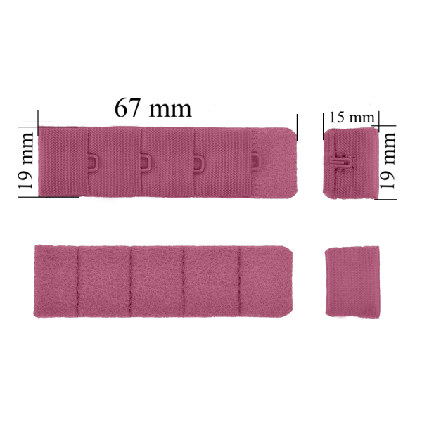 BH-Verschluss mit Haken 4x1 19 mm Rosa Rubin 500 Stk