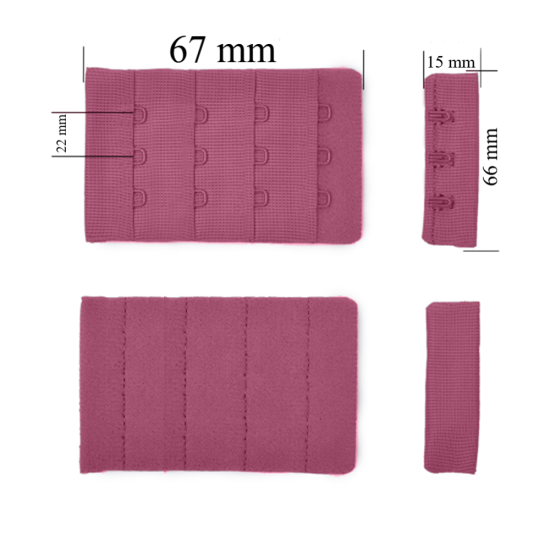 Verschluss mit Haken 4x3 für BH 66 mm Pink Rubin 500 Stk