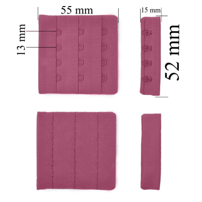 Chiusura posteriore con gancio e occhiello per reggiseno 3x4 52 mm Rubino rosa 500 pz