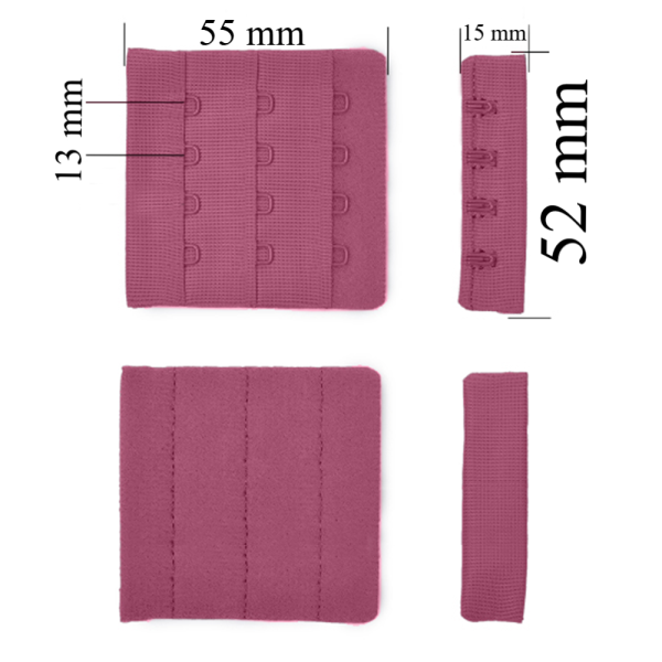 BH-Verschluss mit Haken 3x4 52 mm Rosa Rubin 500 Stk