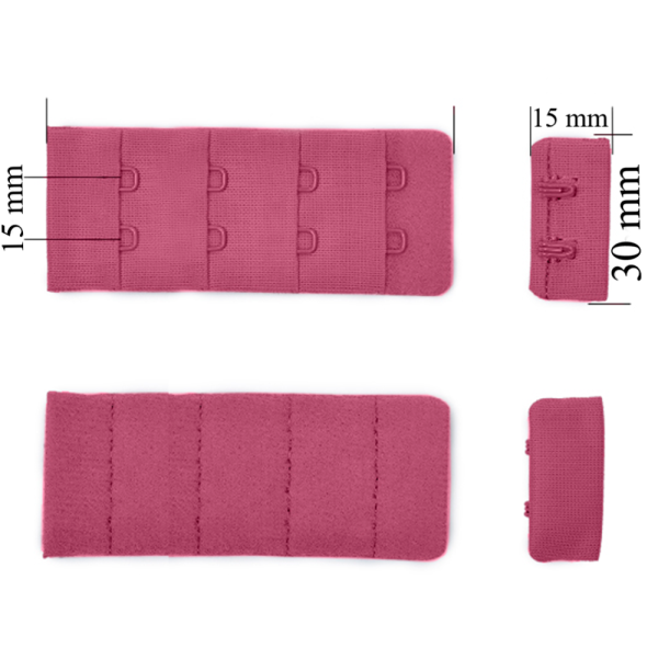 BH-Verschluss mit Haken 4x2 30 mm Rosa Rubin 500 Stk