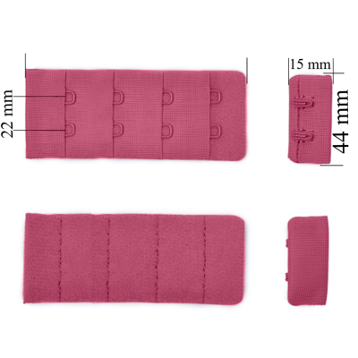 Verschluss mit Haken 4x2 für BH 44 mm Pink Rubin 500 Stk