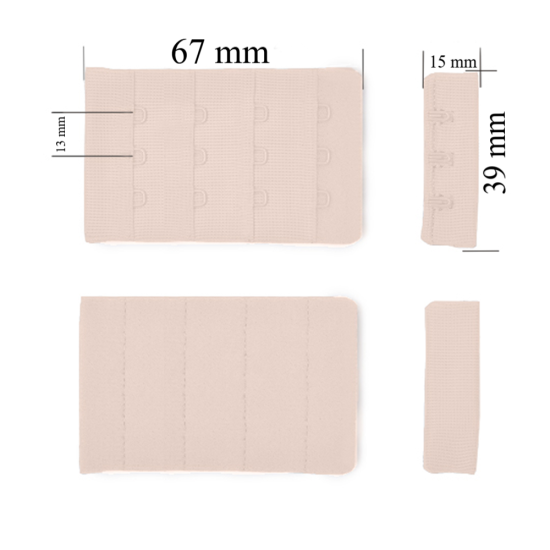 Chiusura posteriore con gancio e occhiello per reggiseno 4x3 39 mm Peonia argento 500 pezzi