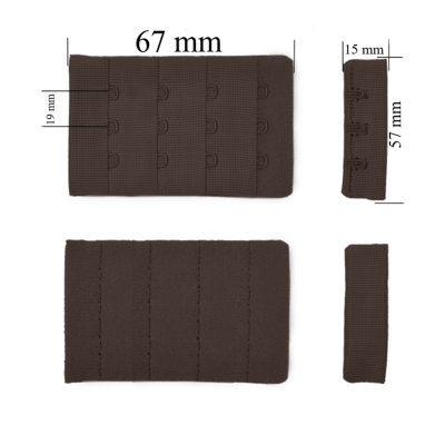Verschluss mit Haken 4x3 für BH 57 mm Schokoladenbraun 500 Stk