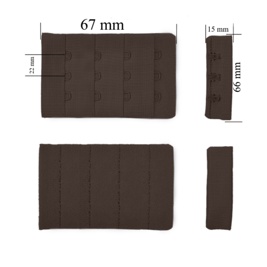 Verschluss mit Haken 4x3 für BH 66 mm Schokoladenbraun 500 Stk