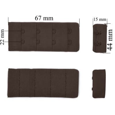 Verschluss mit Haken 4x2 für BH 44 mm Schokoladenbraun 500 Stk
