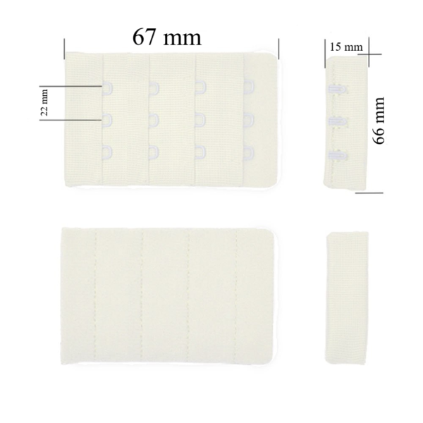 Attache avec crochets 4x3 pour soutien-gorge 66 mm Blanc crépuscule 500 pcs