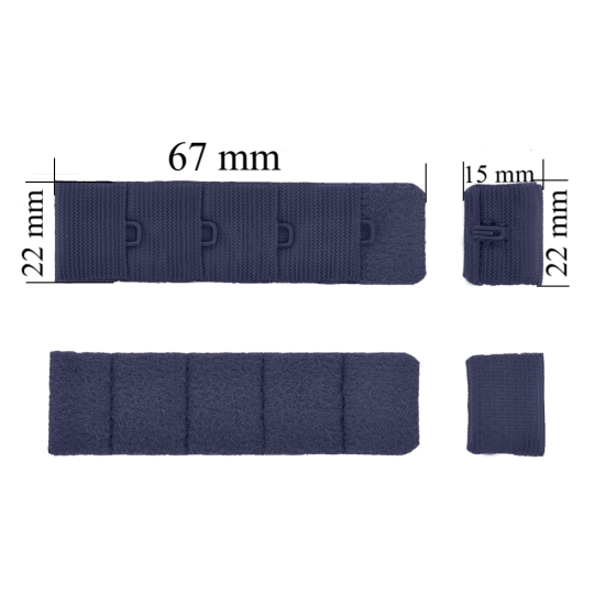 Bra hook & eye back closure 4x1 22 mm Dark blue 500 pcs