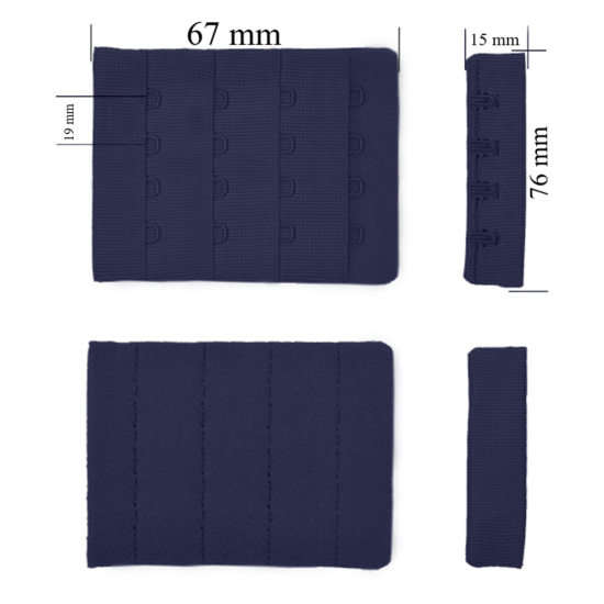 Fermeture à crochet et œillet pour soutien-gorge 4x4 76 mm Bleu foncé 500 pièces