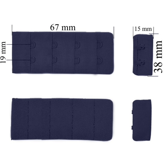 Fermeture à crochet et œillet pour soutien-gorge 4x2 38 mm Bleu foncé 500 pcs