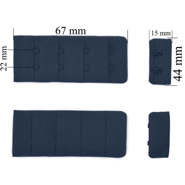 Fermeture à crochet et œillet pour soutien-gorge 4x2 44 mm Ombre minuit 500 pcs