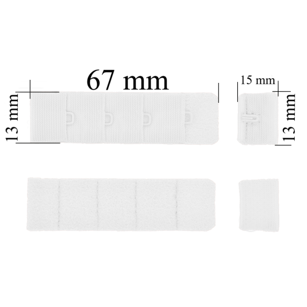 Chiusura posteriore con gancio e occhiello per reggiseno 4x1 13 mm Bianco 1000 pz