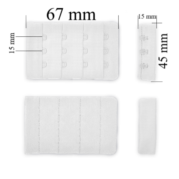 Verschluss mit Haken 4x3 für BH 45 mm Weiß 10000 Stk