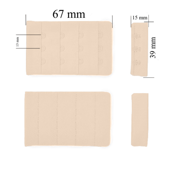 Fermeture à crochet et œillet pour soutien-gorge 4x3 39 mm Jasmine 500 pcs