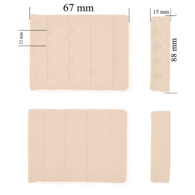 Zapięcie z haczykami 4x4 do biustonosza 88 mm Jasmin 500 szt.