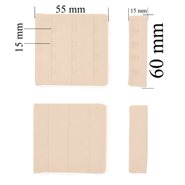 Chiusura posteriore con gancio e occhiello per reggiseno 3x4 60 mm Jasmine 500 pz