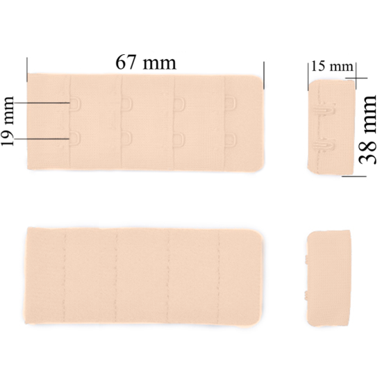Bra hook & eye back closure 4x2 38 mm Jasmine 500 pcs